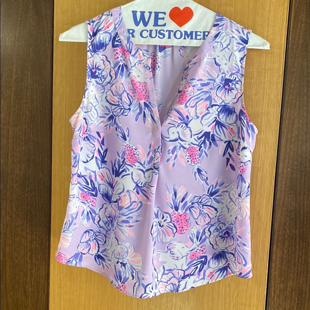 Floral Sleeveless Top - Pink and Purple